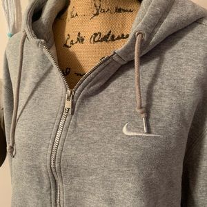 Women’s Nike grey zip up hooded sweatshirt